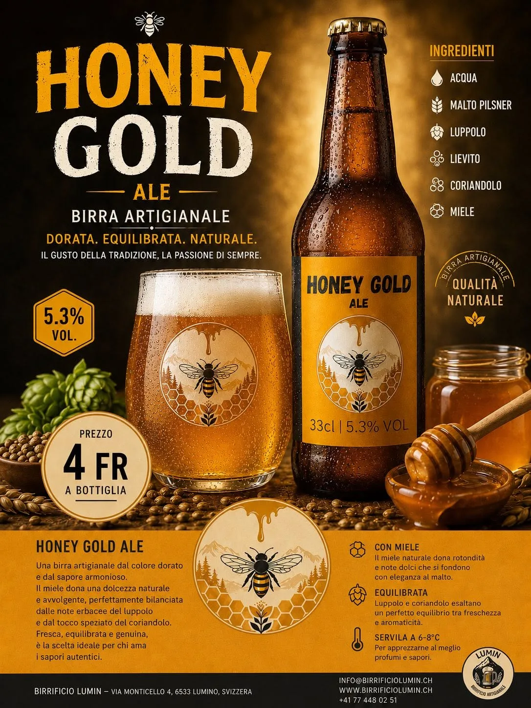 Grafica promozionale Honey Gold del Birrificio Lumino